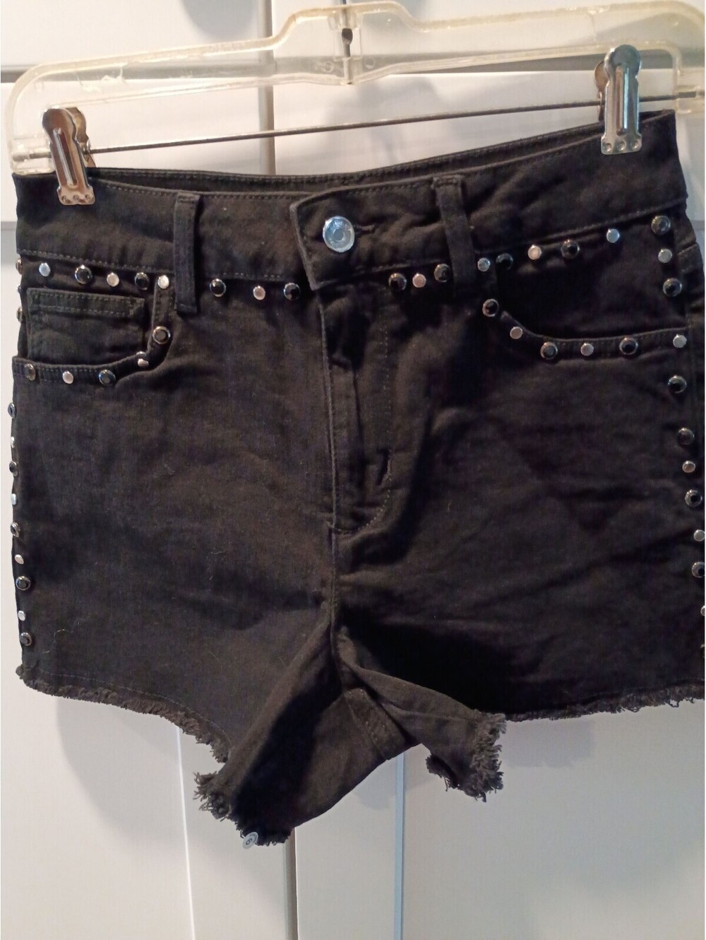 Italian designer Liu Jo Black Denim Studded Cutoff Shorts